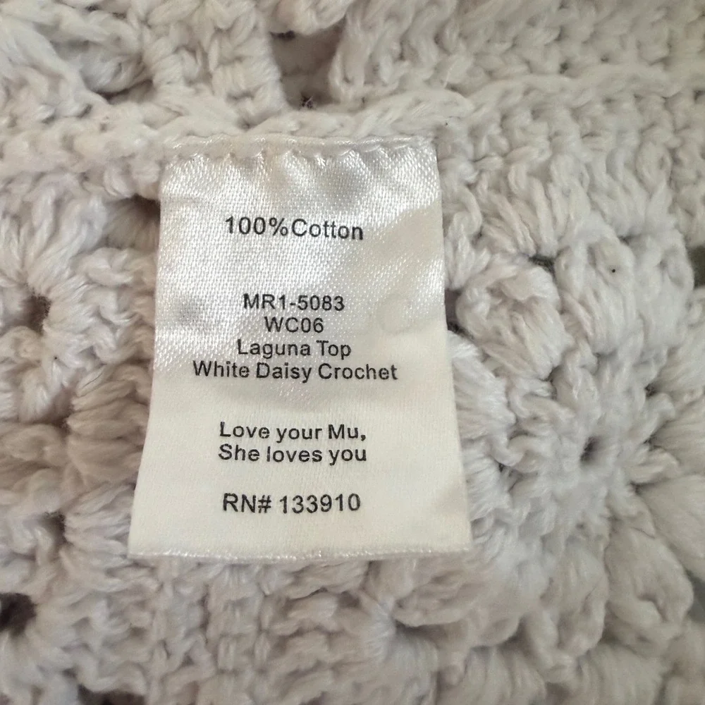 Show Me Your Mumu Laguna Top White Daisy Crochet Cotton Boho Crop XS Festival - Picture 6 of 8